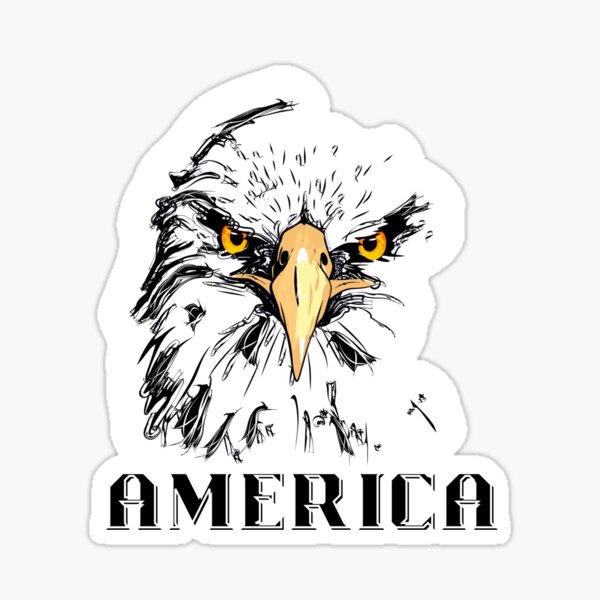 Pegatina «Águila calva americana con la palabra América» de AmericaFreedom  | Redbubble