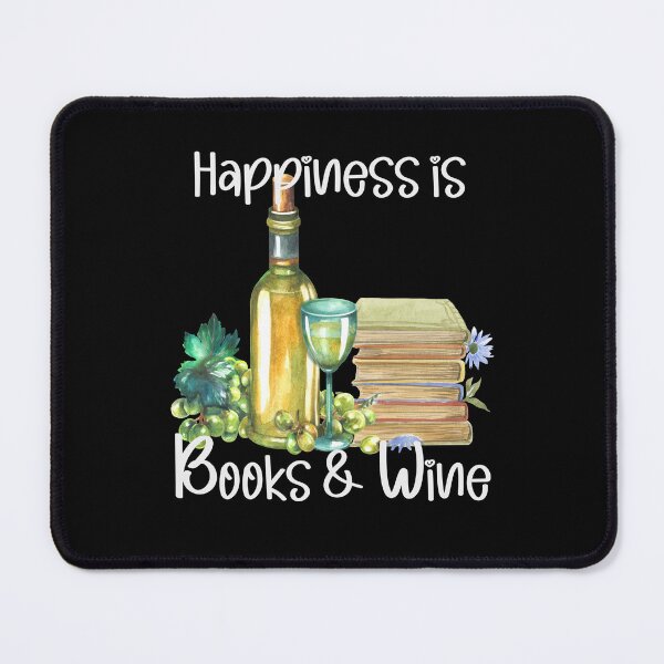 Item preview, Happiness is Books and White Wine, Wine Lover, Book Lover, Stack of Books designed and sold by PrintedKat.