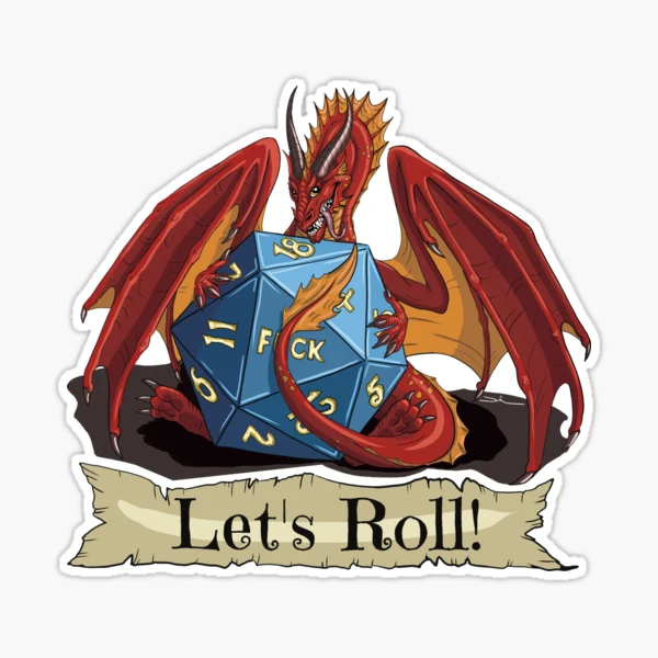 Let's roll! DnD funny art - goofy dragon with a dice design Sticker for  Sale by DiiMotion