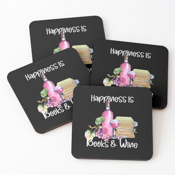 Item preview, Happiness is Books and Rose Wine, Wine Lover, Book Lover, Stack of Books designed and sold by PrintedKat.
