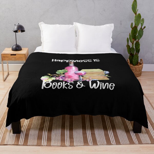 Item preview, Happiness is Books and Rose Wine, Wine Lover, Book Lover, Stack of Books designed and sold by PrintedKat.