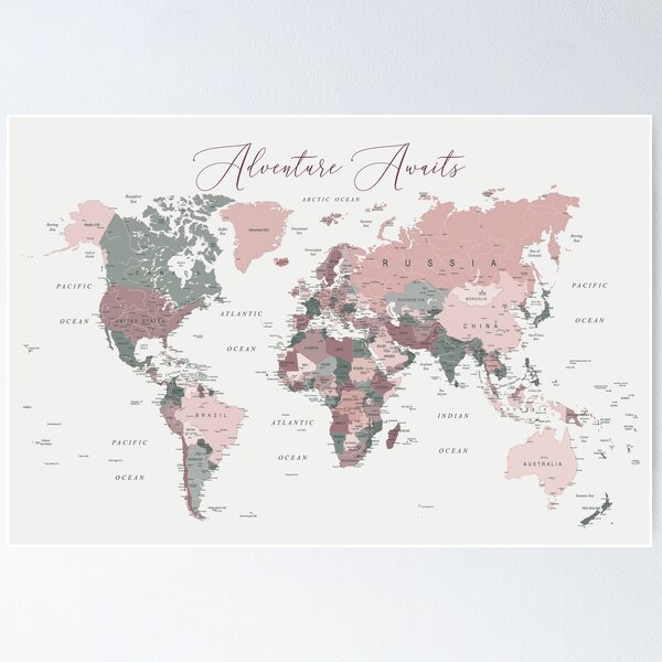 Item preview, Adventure Awaits World Map designed and sold by UrbanEpiphany.