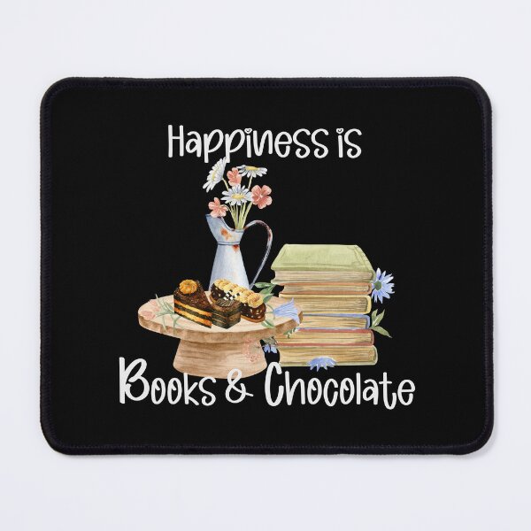 Item preview, Happiness is Books and Chocolate, Coffee Lover, Chocolate Lover, Book Lover, Stack of Books designed and sold by PrintedKat.