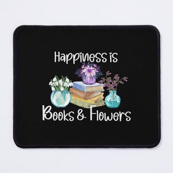 Item preview, Happiness is Books and Flowers, Flower Lover, Book Lover, Stack of Books designed and sold by PrintedKat.