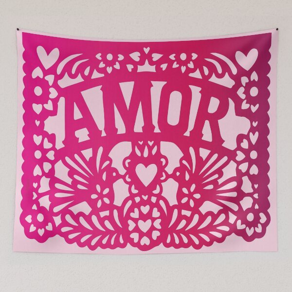 Item preview, pink LOVE mexican folk art decoration papel picado latin fiesta  designed and sold by T-Mex.