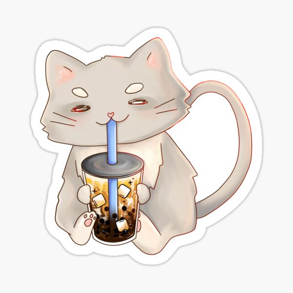Vista previa del artículo con la obra «Boba Cat con leche de azúcar moreno», diseñado y vendido por MisterChunkyRat.