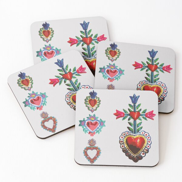 Item preview, Sacred tin red heart mexican folk art bright maximalist decoration milagritos designed and sold by T-Mex.