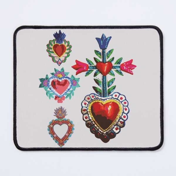 Item preview, Sacred tin red heart mexican folk art bright maximalist decoration milagritos designed and sold by T-Mex.
