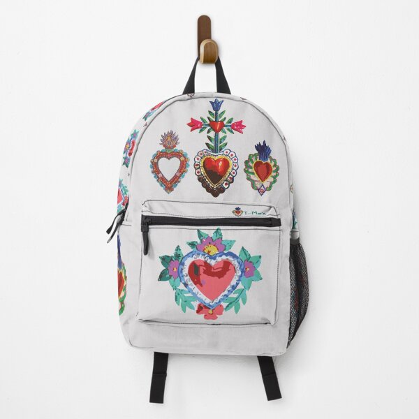 Item preview, Sacred tin red heart mexican folk art bright maximalist decoration milagritos designed and sold by T-Mex.