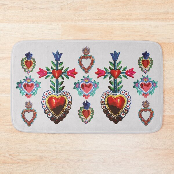 Item preview, Sacred tin red heart mexican folk art bright maximalist decoration milagritos designed and sold by T-Mex.