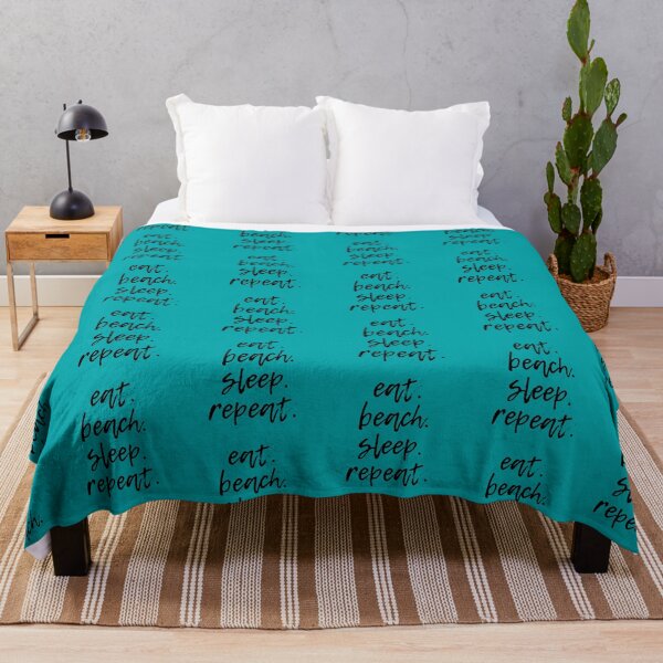 Item preview, eat. beach.sleep. repeat (Black & Turquoise) designed and sold by lunabethdesigns.