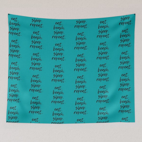 Item preview, eat. beach.sleep. repeat (Black & Turquoise) designed and sold by lunabethdesigns.