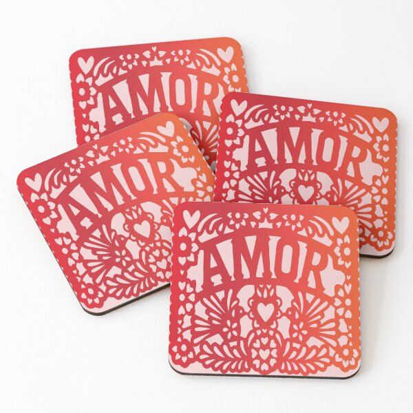 Item preview, red AMOR love mexican deco papel picado mexican style folk art  designed and sold by T-Mex.