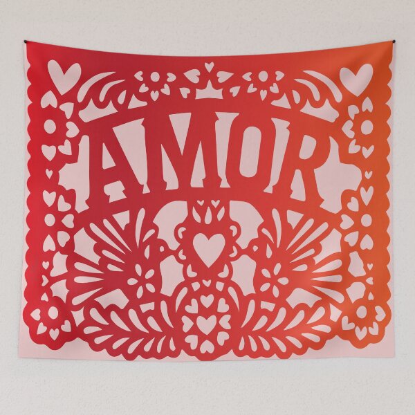 Item preview, red AMOR love mexican deco papel picado mexican style folk art  designed and sold by T-Mex.