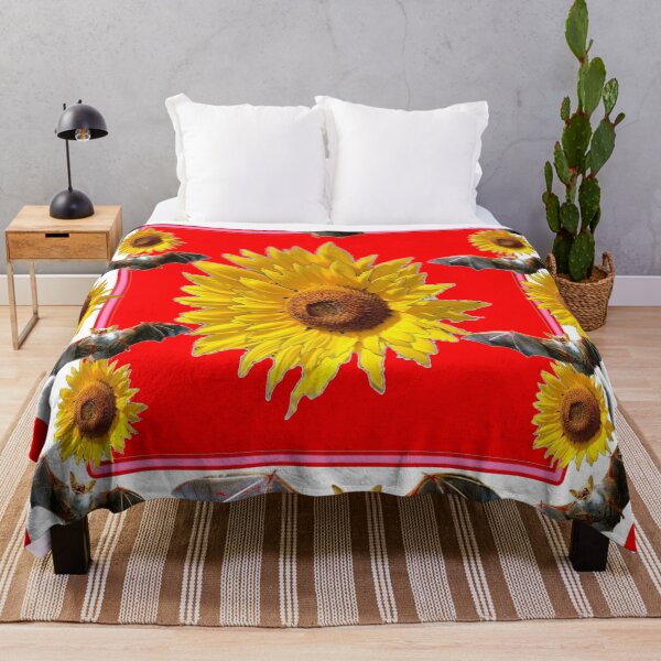 Item preview, YELLOW SUNFLOWER FLYING BATS PATTERNS RED ART designed and sold by sharlesart.