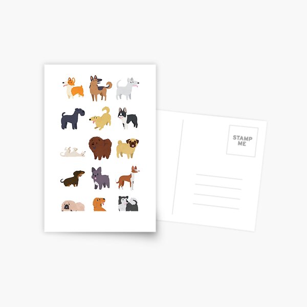 Dog Breeds Pattern Postcard