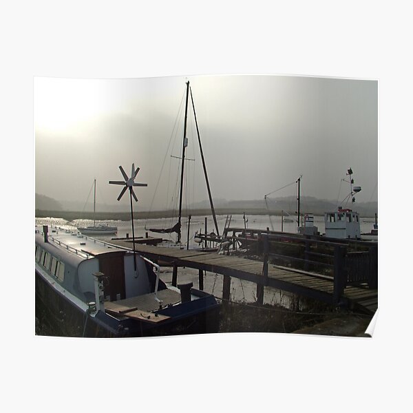 Essex Boats on a Foggy Day Poster