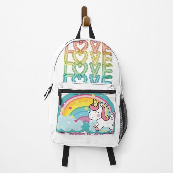 Item preview, Unicorn Raining love Love Love! Cute Kawaii Unicorn with Rainbow & Clouds designed and sold by MunsyArt.
