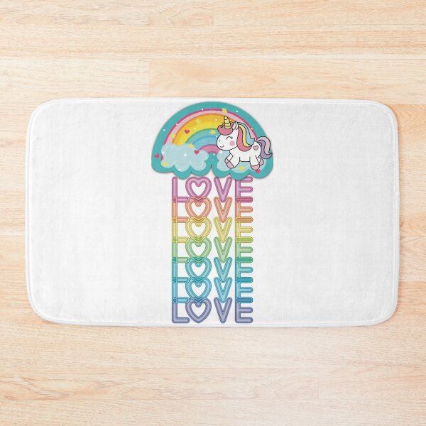 Item preview, Unicorn Raining love Love Love!  Cute Kawaii Unicorn with Rainbow & Clouds designed and sold by MunsyArt.
