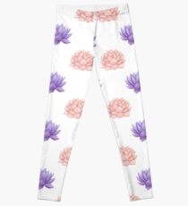 Watercolor Pink and Purple Succulent Pattern Leggings