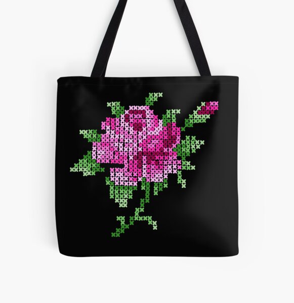Cross stitch rose Tote Bag for Sale by Libby Heasman