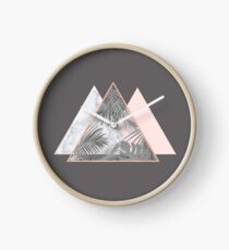 Blush Marble Gray Geometric Scandinavian Pattern Clock