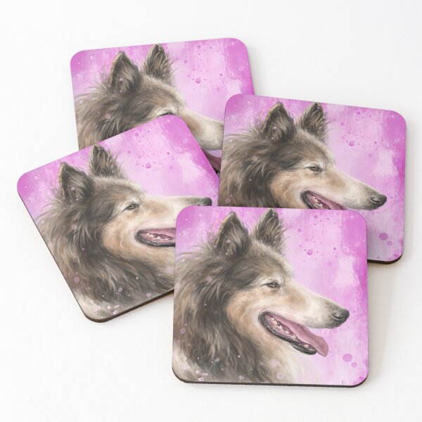 Item preview, Painting of a Brown and White Furry Collie Dog Smiling designed and sold by ibadishi.
