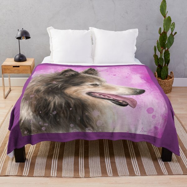 Item preview, Painting of a Brown and White Furry Collie Dog Smiling designed and sold by ibadishi.