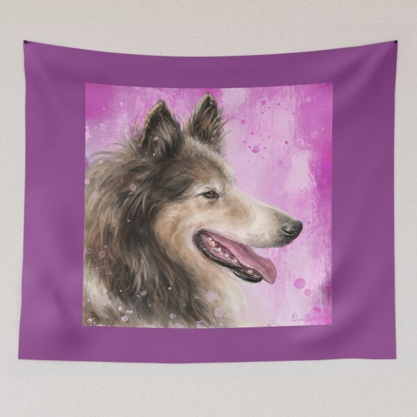 Item preview, Painting of a Brown and White Furry Collie Dog Smiling designed and sold by ibadishi.