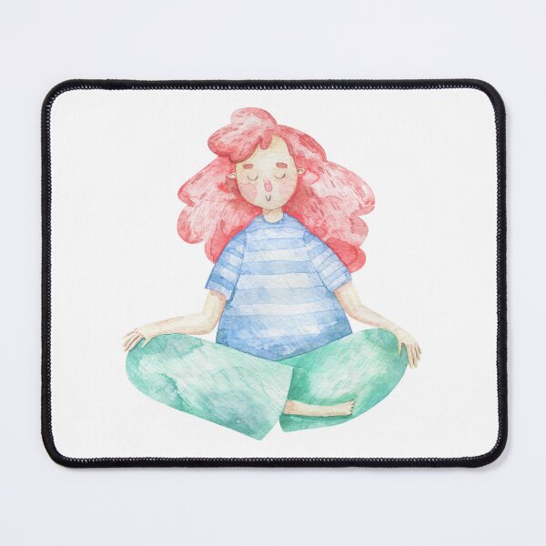 Item preview, girl sitting in lotus position, illustration designed and sold by the-myro.