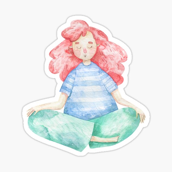 Item preview, girl sitting in lotus position, illustration designed and sold by the-myro.