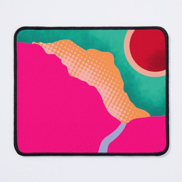 Artikelvorschau, Landschaft mit roter Sonne und rosa Bergen entworfen und verkauft von colorofmagic.