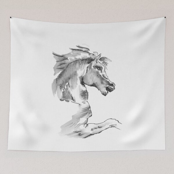 Item preview, Horse Portrait in Ink and Wash Technique designed and sold by HeartwoodStudio.