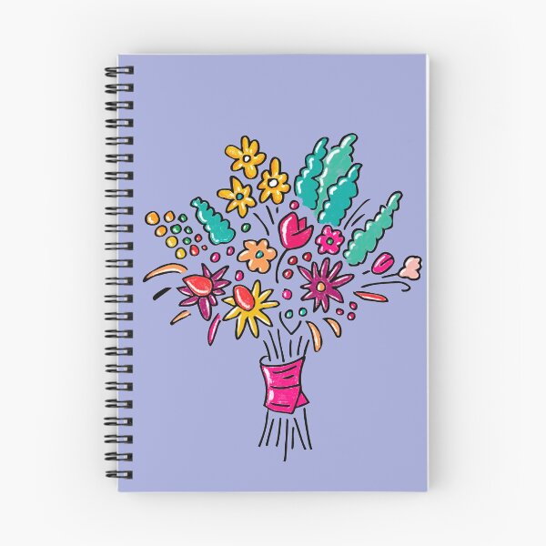 Artikelvorschau, Zeichnung eines bunten Blumenstraußes auf violett entworfen und verkauft von colorofmagic.