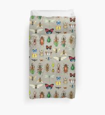 The Usual Suspects - Insects on grey - watercolour bugs pattern by Cecca Designs Duvet Cover