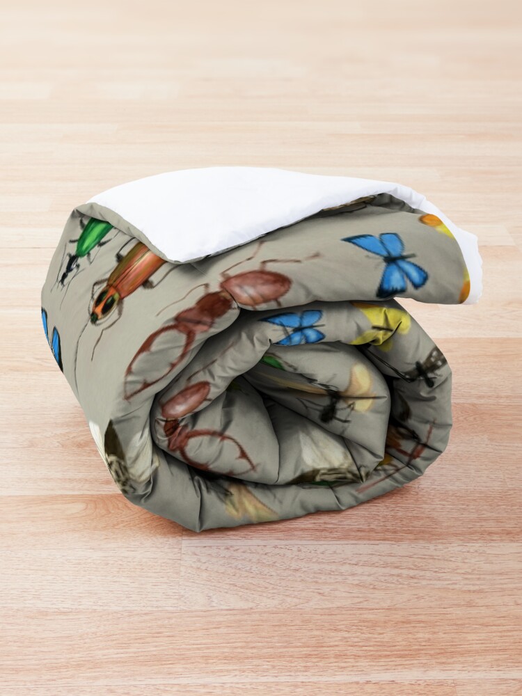 Alternate view of The Usual Suspects - Insects on grey - watercolour bugs pattern by Cecca Designs Comforter