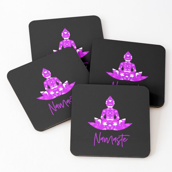 Item preview, Yoga Buddha Silhouette Pink n White Blobs Namaste designed and sold by AMSonArt.