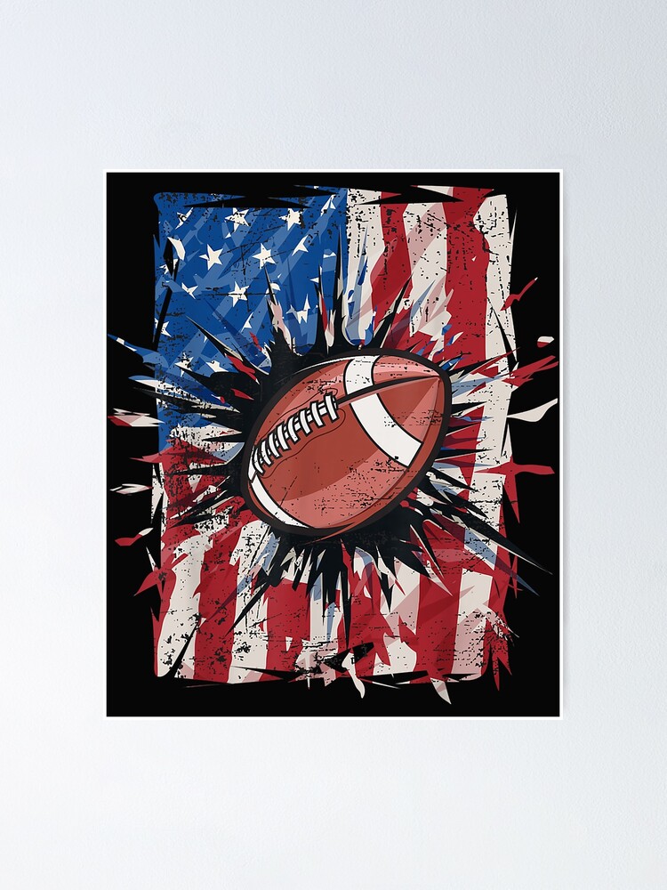 Vintage American Flag Football Wall Art