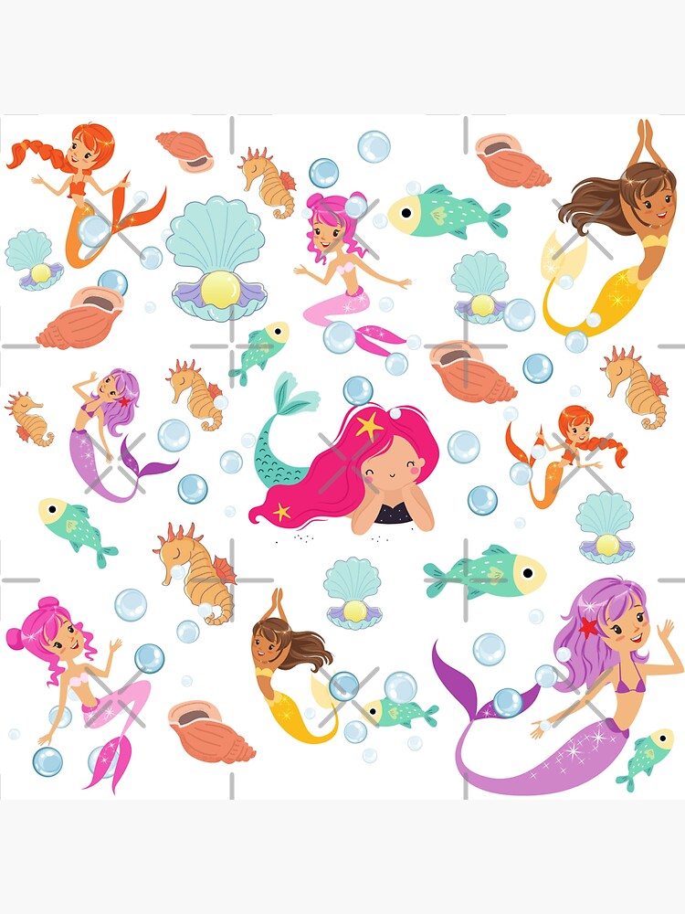 mermaid-seamless-pattern-sticker-for-sale-by-aramdesing-redbubble