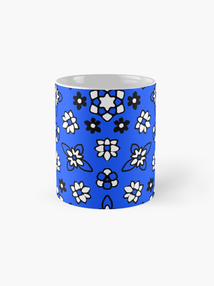 Thumbnail 4 of 6, Coffee Mug, White and blue flowers designed and sold by alearsdesign.