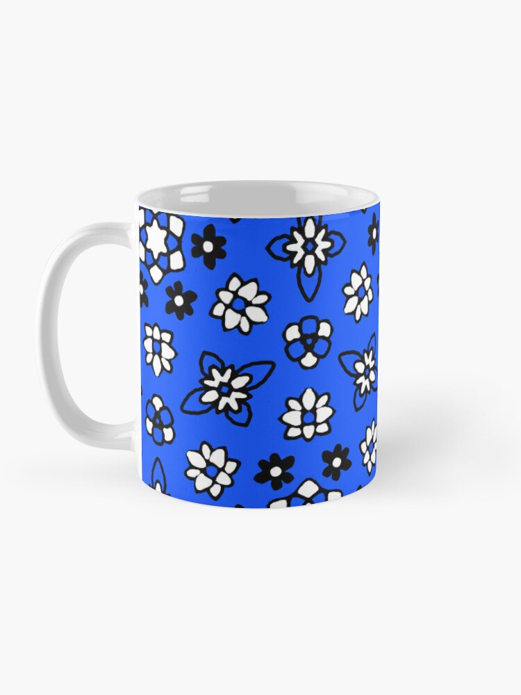 Thumbnail 3 of 6, Coffee Mug, White and blue flowers designed and sold by alearsdesign.