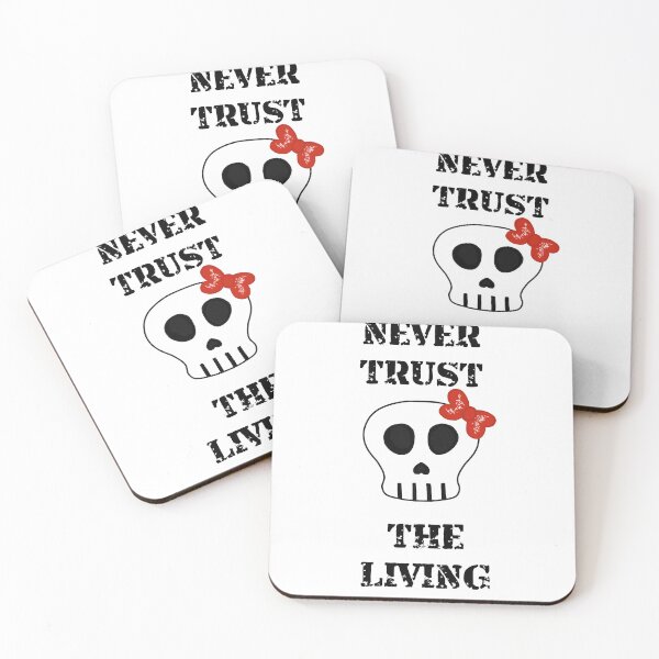Item preview, Never trust the living - Halloween Skull with red bow designed and sold by de-creartique.