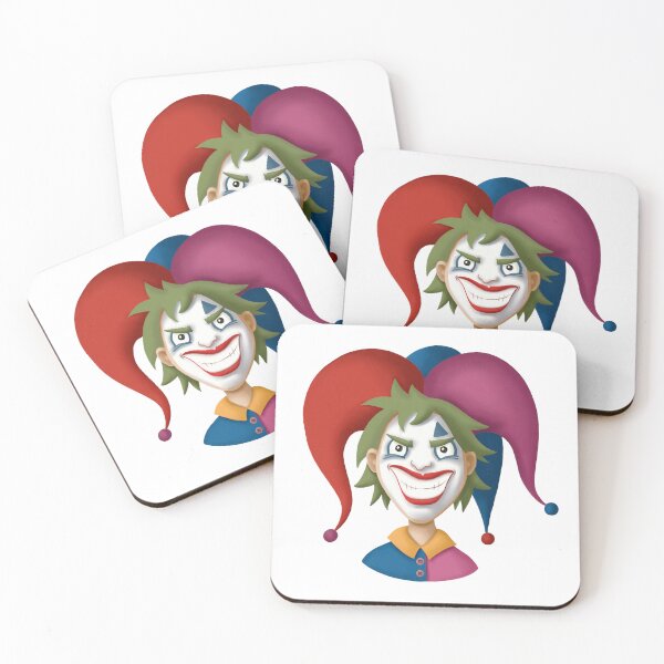 Item preview, Bright multicolored cartoon portrait of the joker in a clown hat designed and sold by Kyb4ik.