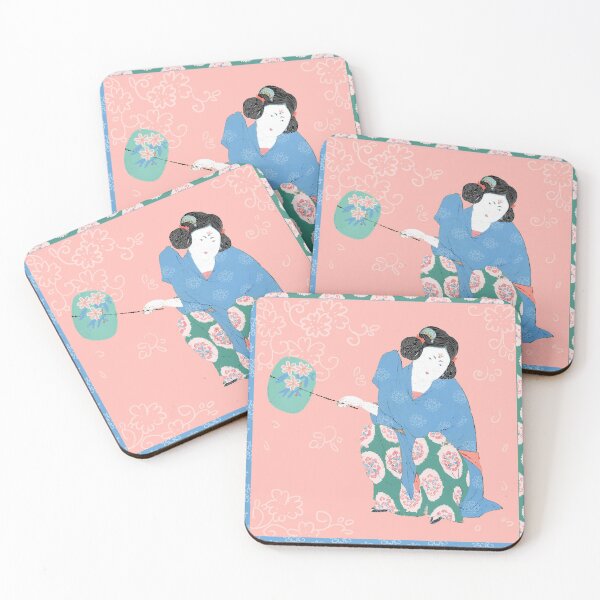 Item preview, Asian woman with fan in traditional style designed and sold by finedrawings.