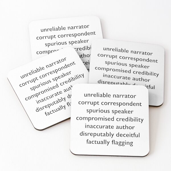 Item preview, Unreliable Narrator Synonyms designed and sold by ThatsNovelGifts.
