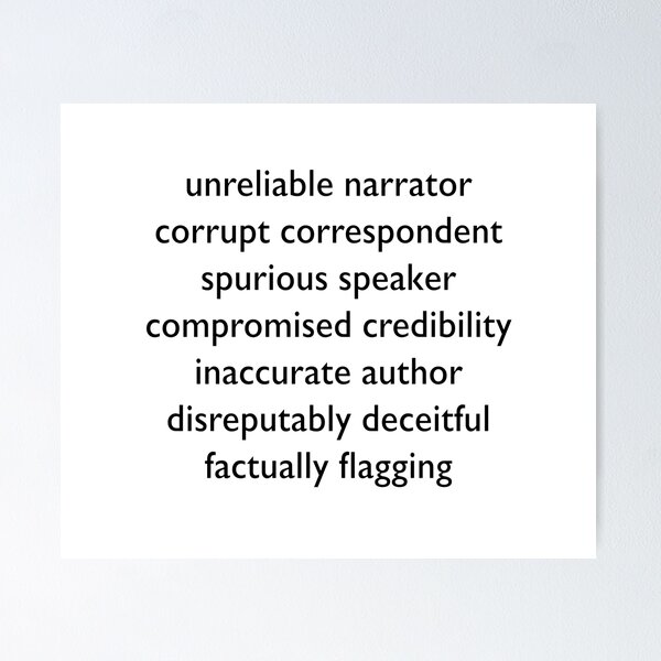 Item preview, Unreliable Narrator Synonyms designed and sold by ThatsNovelGifts.