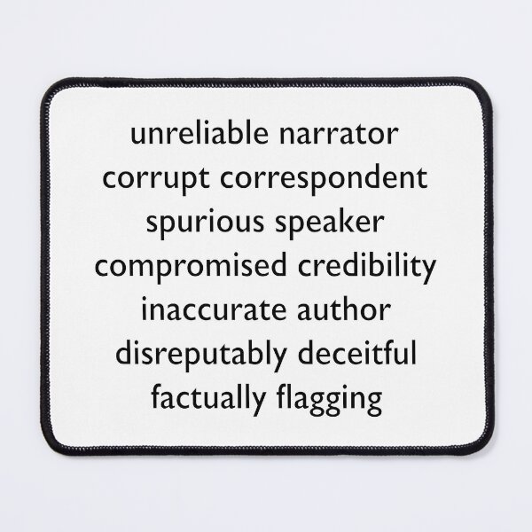 Item preview, Unreliable Narrator Synonyms designed and sold by ThatsNovelGifts.