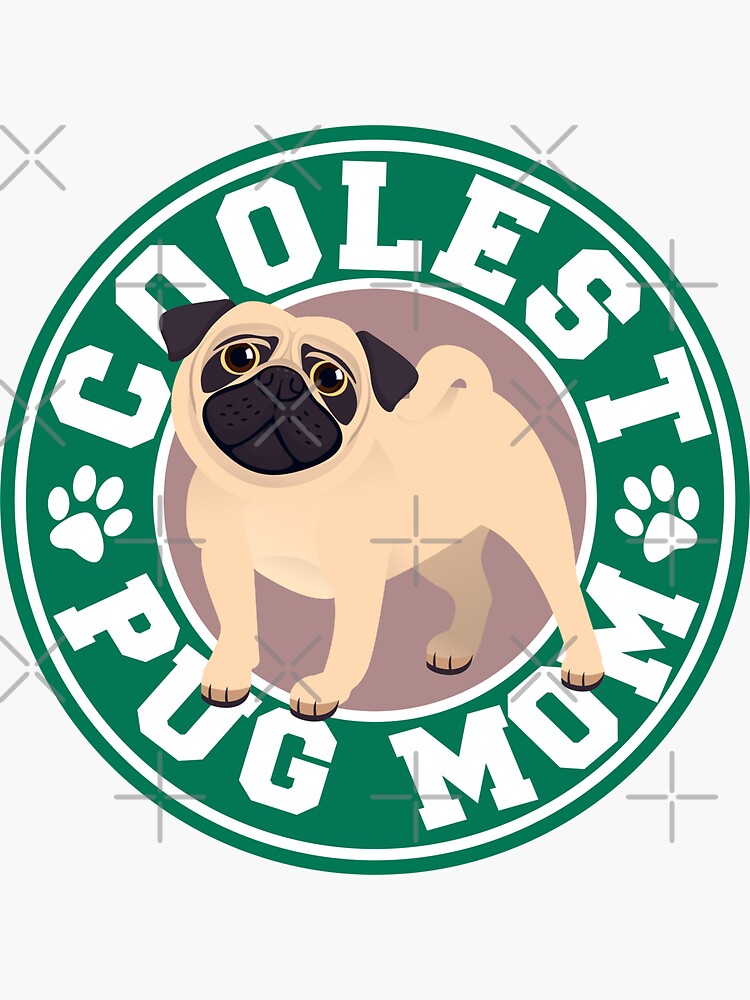 "Coolest Pug Mom Logo" Sticker for Sale by Pugstuff Redbubble