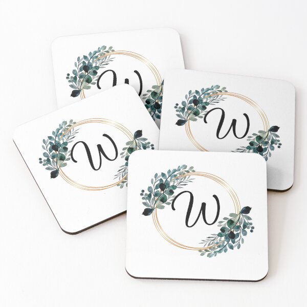 Item preview, Monogram Letter W | Laurels with Gold Borders designed and sold by JustSeasons.