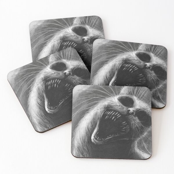 Item preview, Scream - creepy cat art in charcoal  designed and sold by Katie Beardmore.